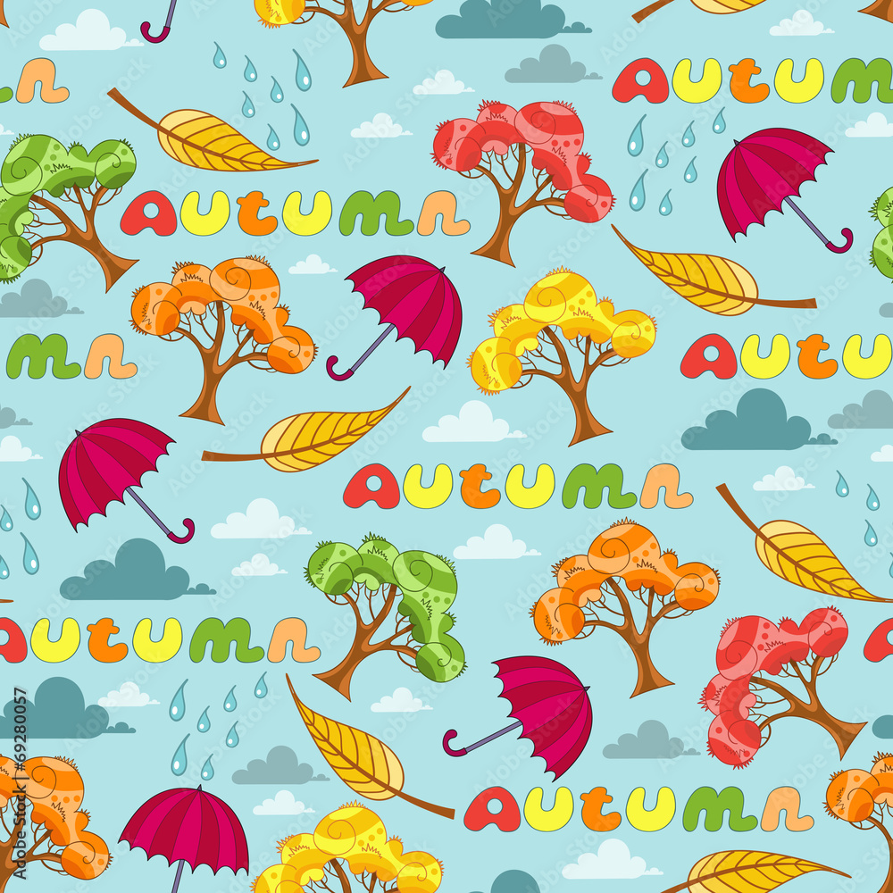Vector pattern with symbols of autumn Vector pattern with symbols of autumn