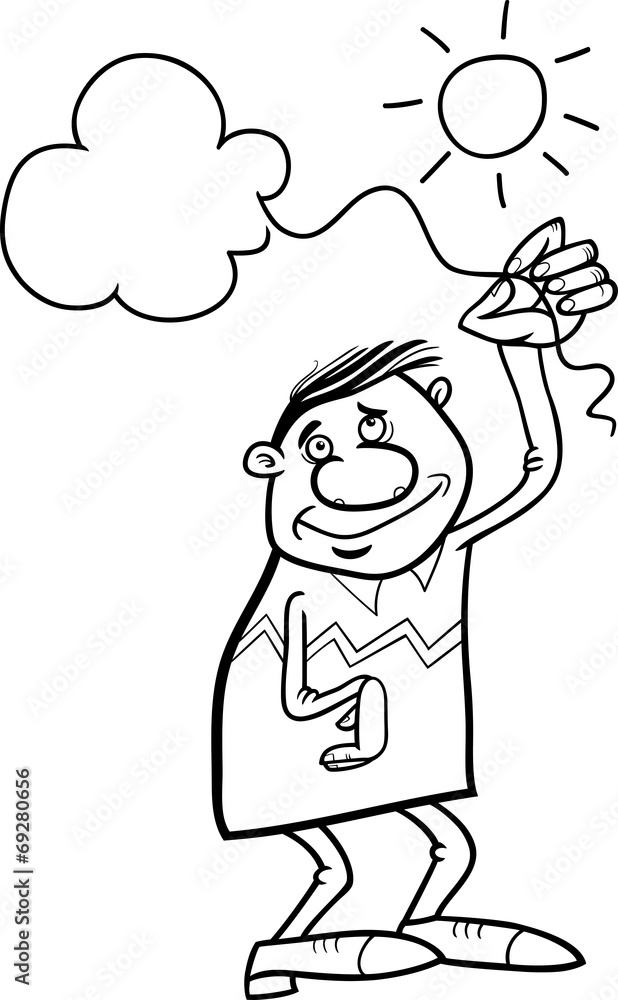 man with cloud on string coloring page man with cloud on string coloring page