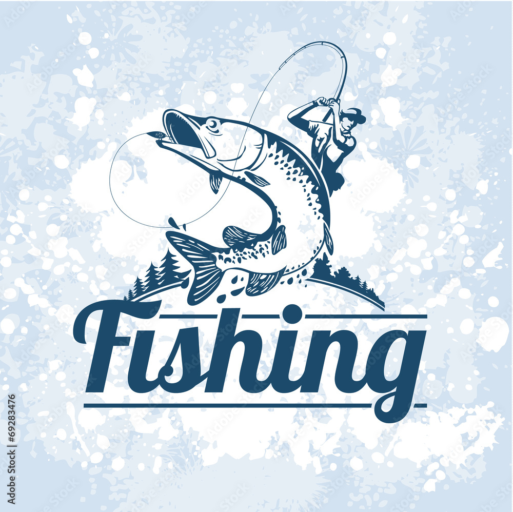 fishing vector labels - obrazy, fototapety, plakaty 