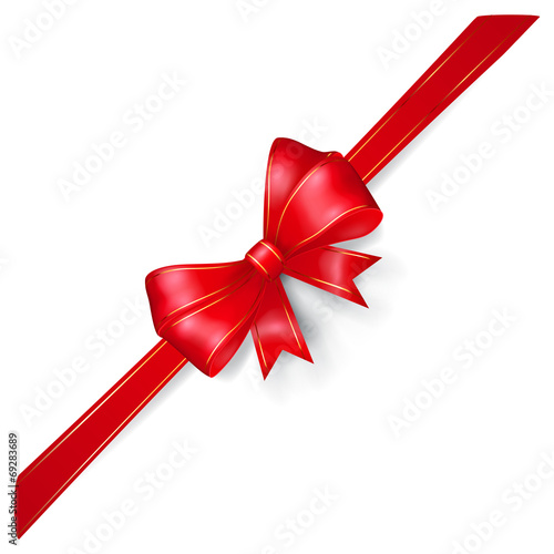 Red bow with gold strips