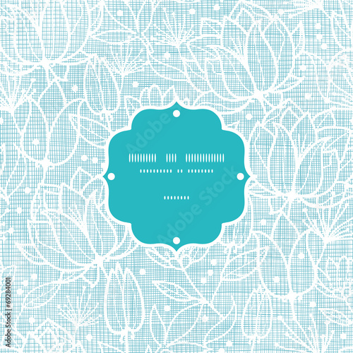 Blue lace flowers textile frame seamless pattern background