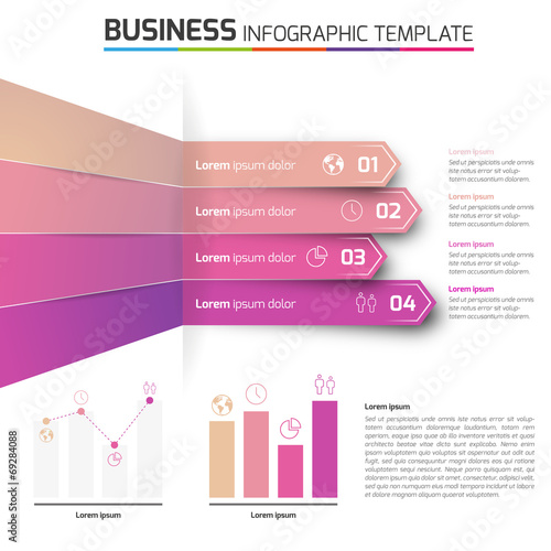 4 Steps arrows process infographics