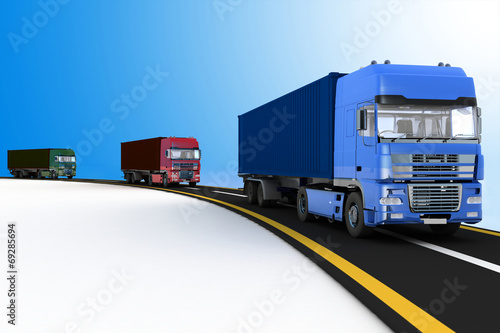 Trucks on freeway. Concept of logistics