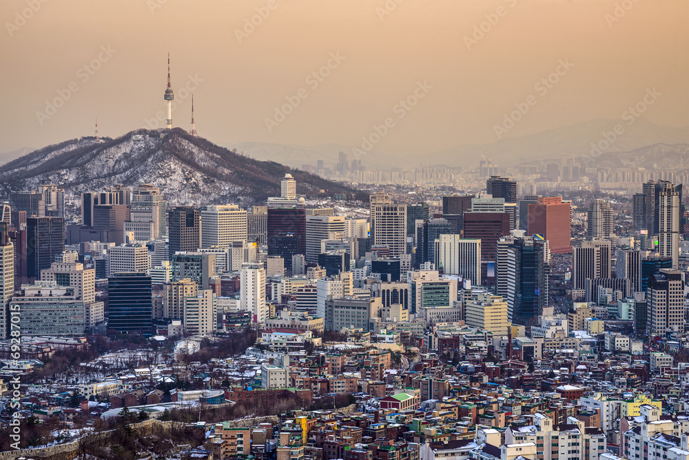 Obraz premium Seul, Korea Południowa Skyline