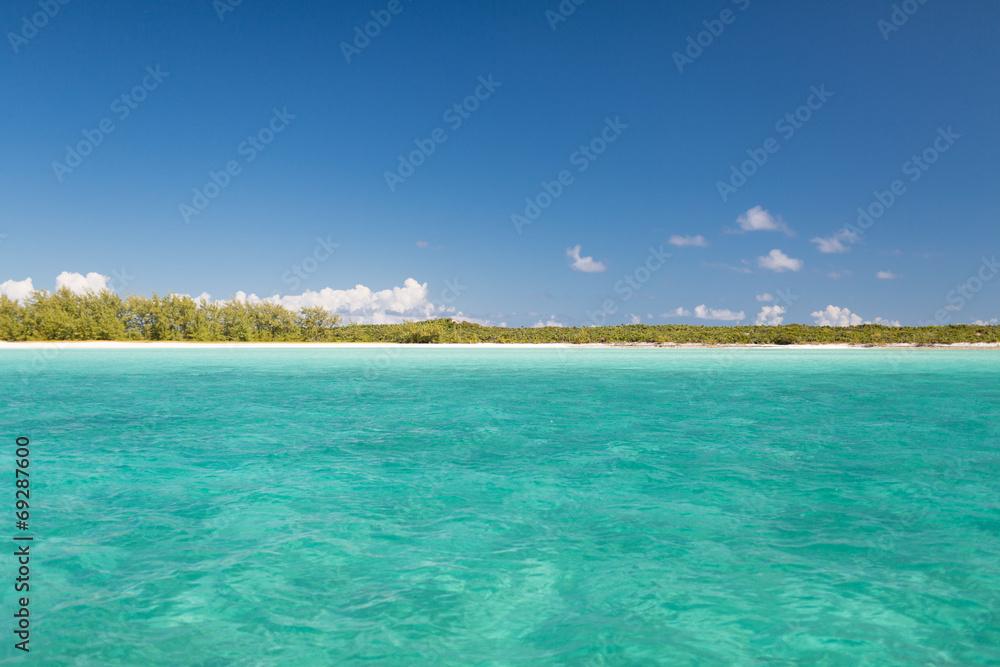 blue sea or ocean, beach and forest blue sea or ocean, beach and forest