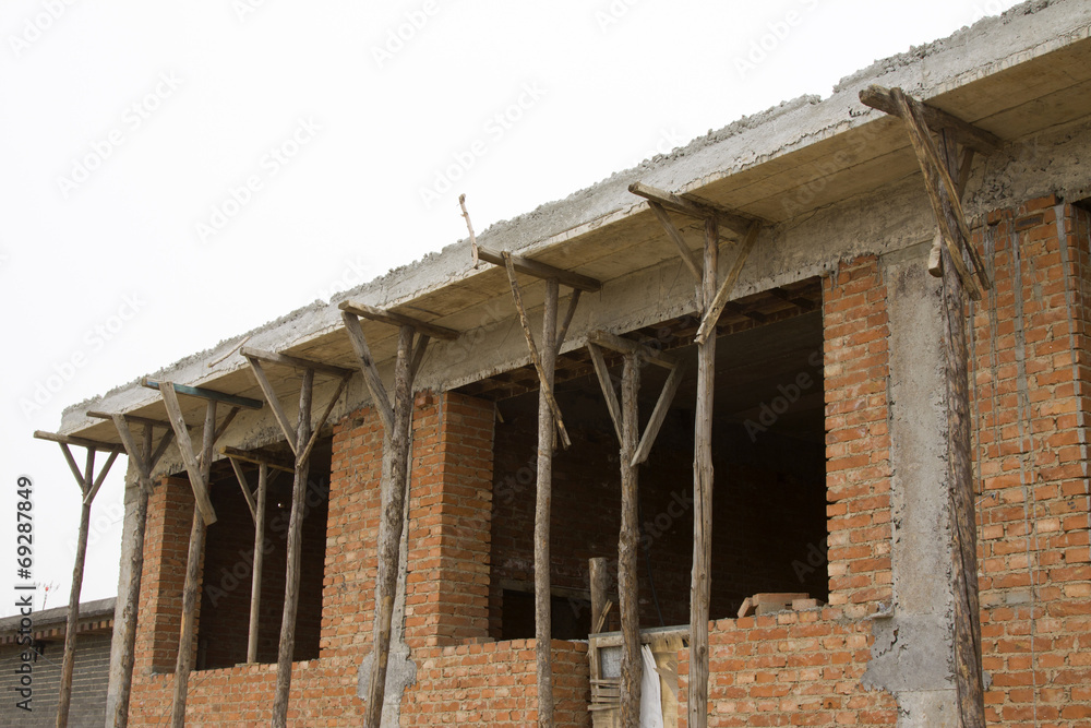 Unfinished houses in rural area