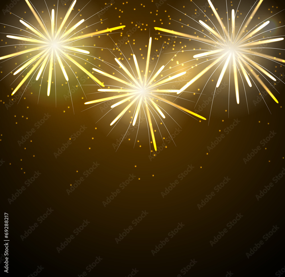 Fototapeta premium Glossy Fireworks Background Vector Illustration. EPS10