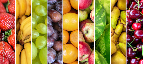 Fruit collage - Group of various fresh fruits #69288644