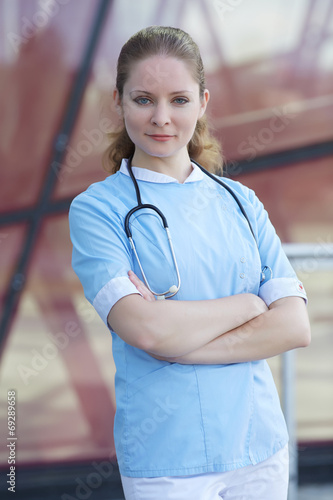 woman in medical clothing