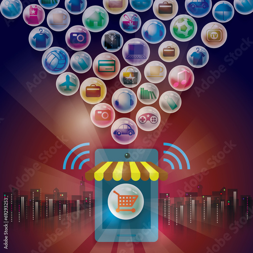 Online shopping eshop. Social media payments.