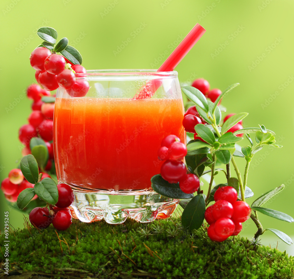Berry juice and forest cowberry