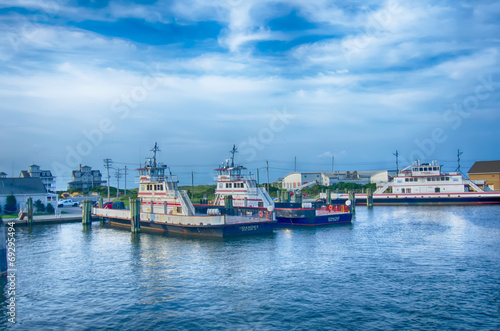 Hatteras, NC, USA - August 8, 2014 :  ferry transport boat at ca