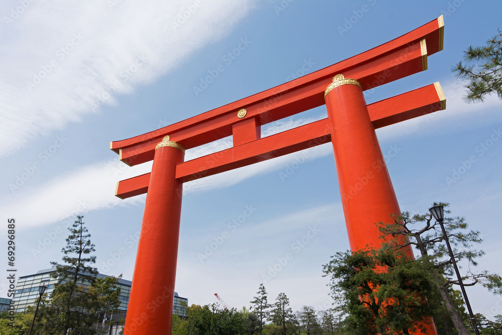 Red otorii of Heian Jingu Shrine in Kyoto Japan. Red otorii of Heian Jingu Shrine in Kyoto Japan.