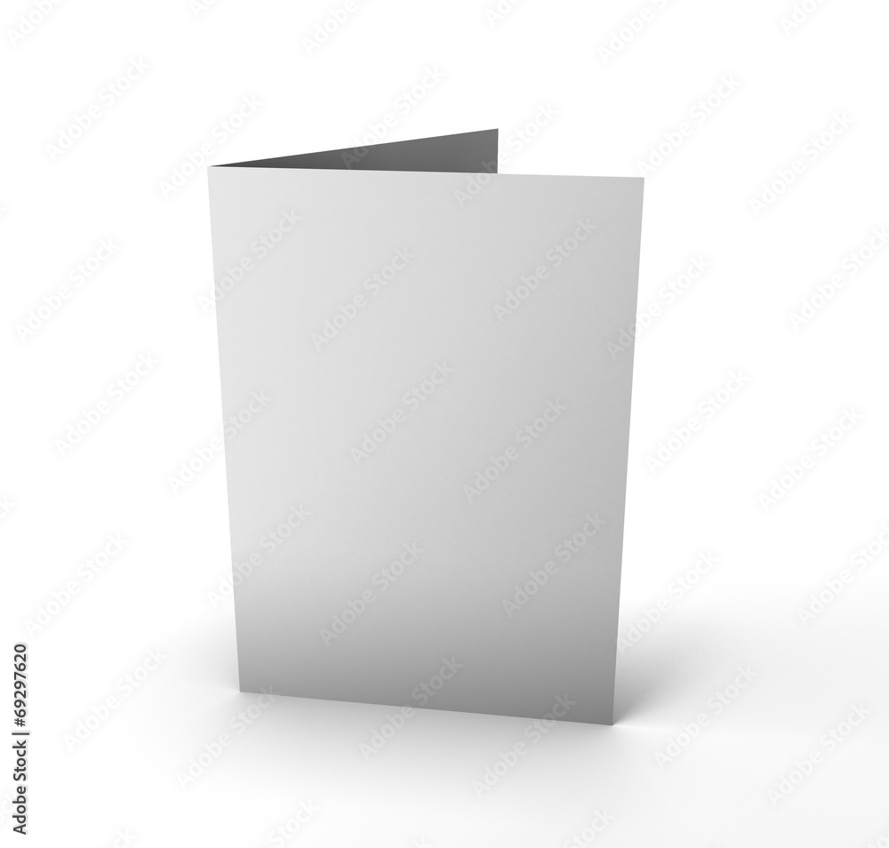 Blank folded leaflet white paper on white. Blank folded leaflet white paper on white.