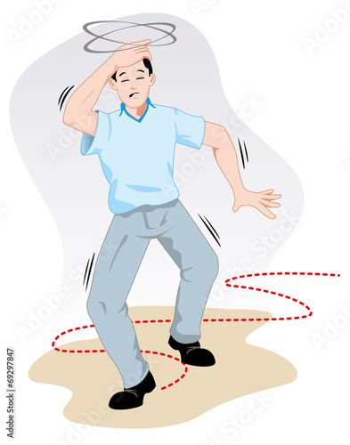 First aid person reeling with dizziness