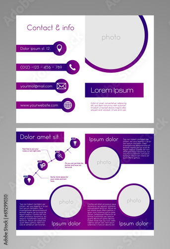 Brochure template - modern purple-white design - 8,5 x 11 inches