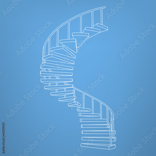 circular staircase blueprint development background vector