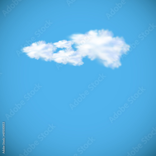 vector image of speech cloud on blue sky, easy editable