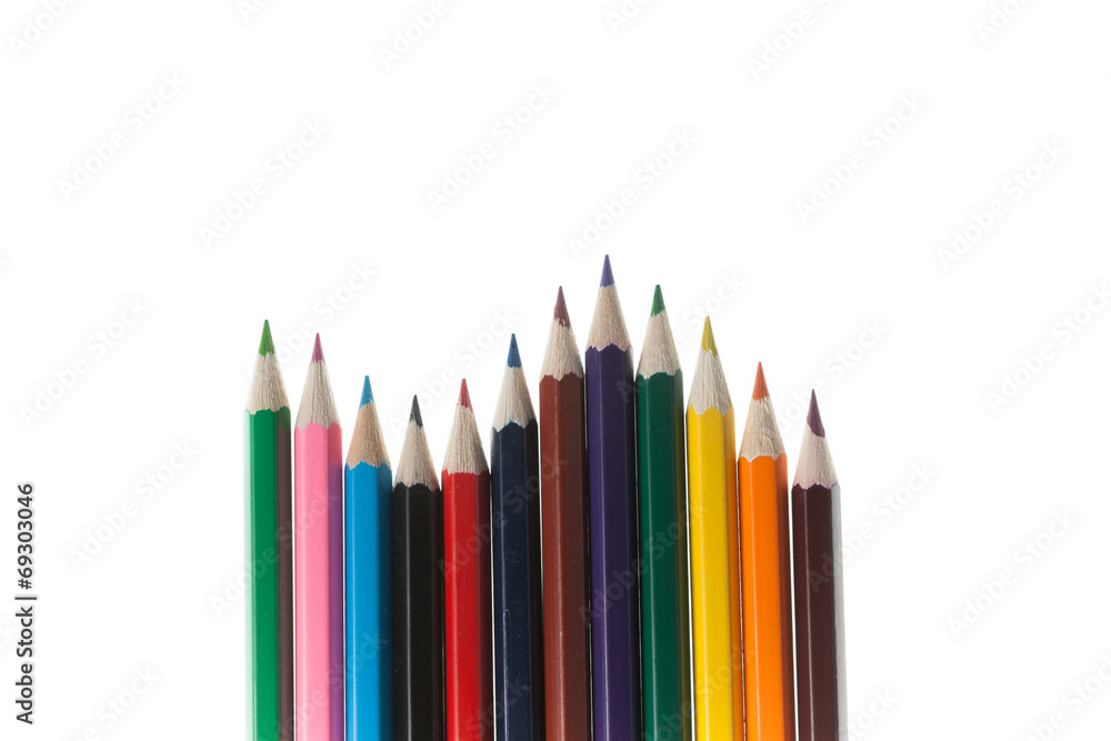 Frame of Multicolored Pencils isolated on white background Frame of Multicolored Pencils isolated on white background