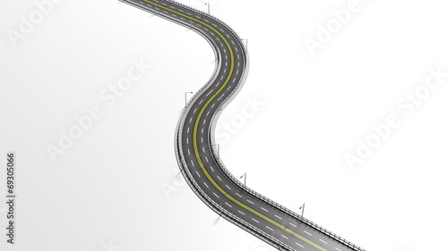 3D highway element isolated on white background