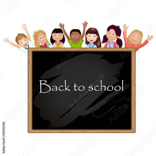 Illustration of children school and blackboard