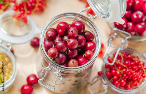 Top view summer fruits prepared Preserving