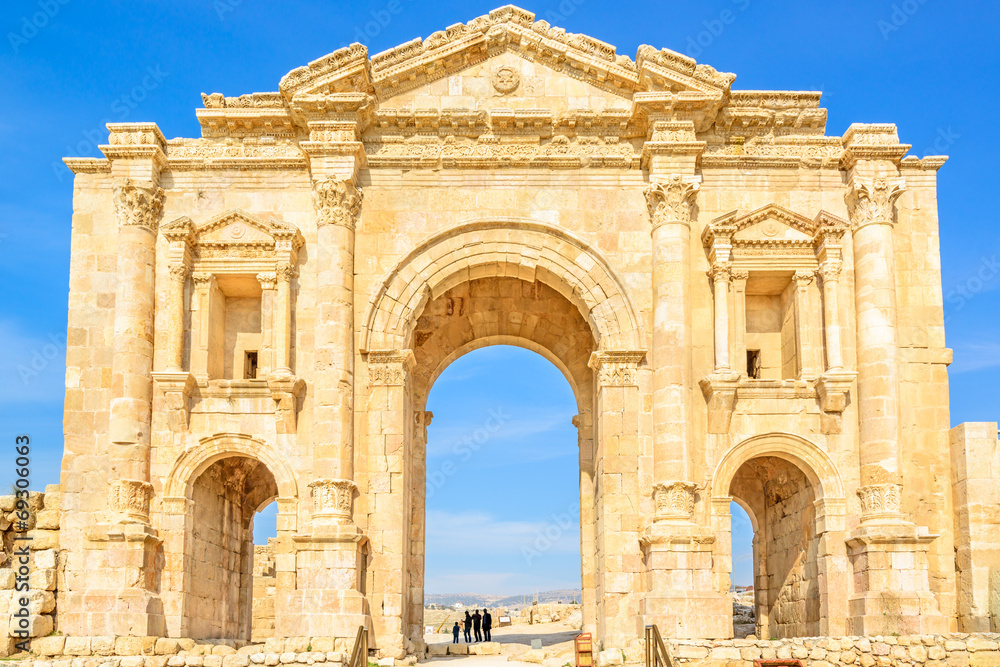 The Arch of Hadrian in Gerasa, modern Jerash, Jordan