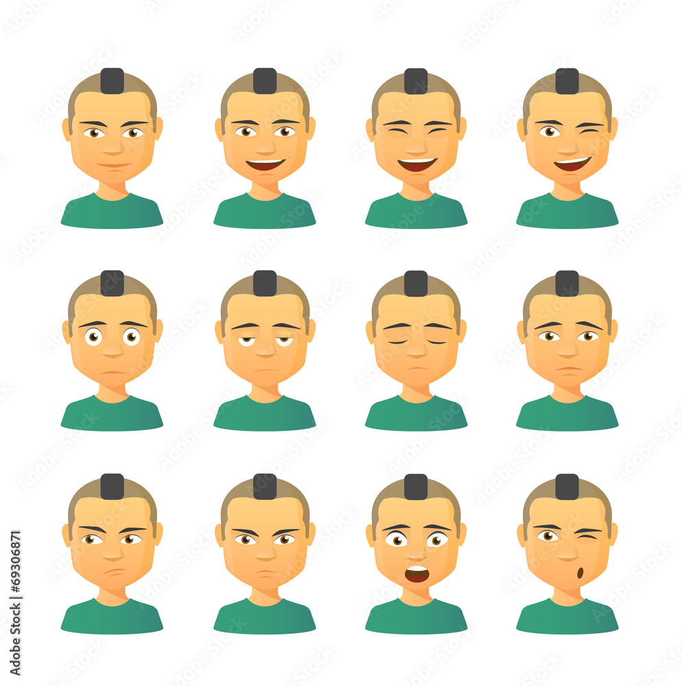 Male avatar expression set Male avatar expression set