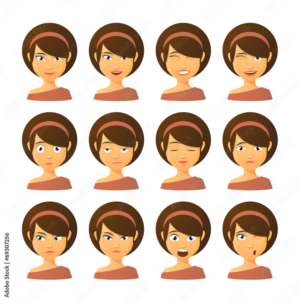 Female avatar expression set Female avatar expression set