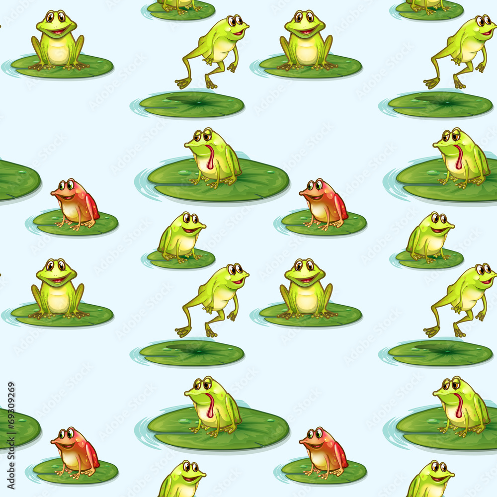 Fototapeta premium Seamless design of the frogs at the pond