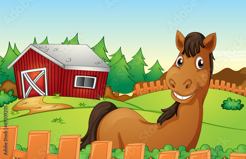 Horse and farm