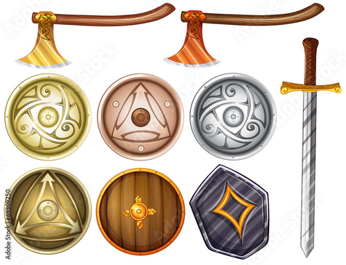 shields and weapons
