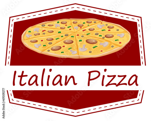 An Italian pizza label