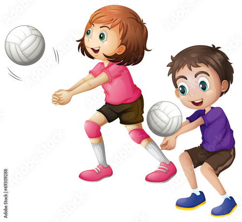 Kids playing volleyball