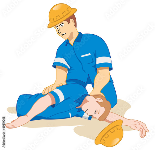 Individual employee fainting being positioned 3