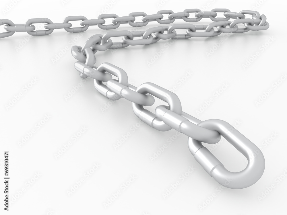 Fototapeta premium Fragment of links of a chain close up isolated