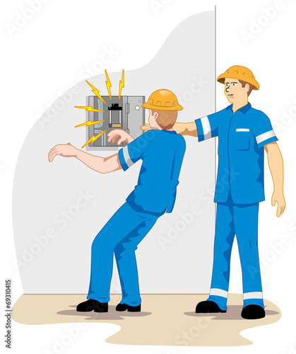Individual employee being electrocuted and fainting 1