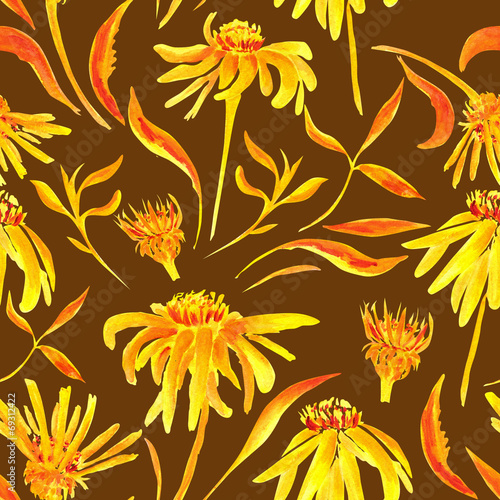 Seamless watercolor pattern with flowers