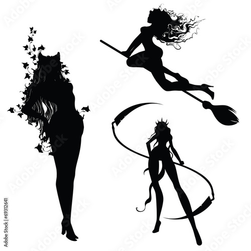 Silhouettes of attractive witches