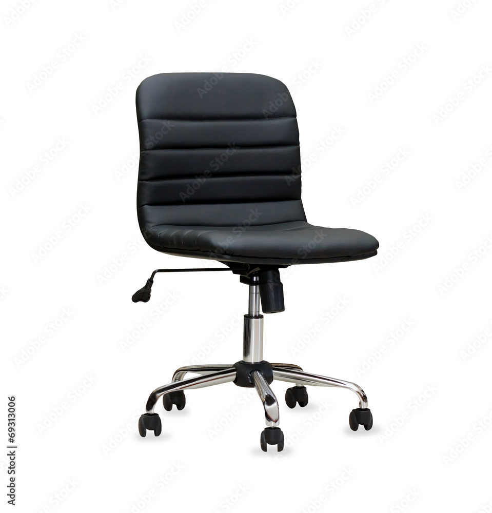 The office chair from black leather. Isolated The office chair from black leather. Isolated