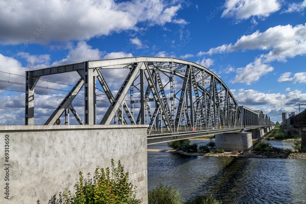 Steel railroad bridge