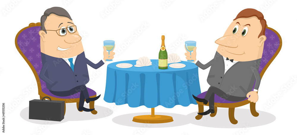 Two businessman near table, isolated Two businessman near table, isolated