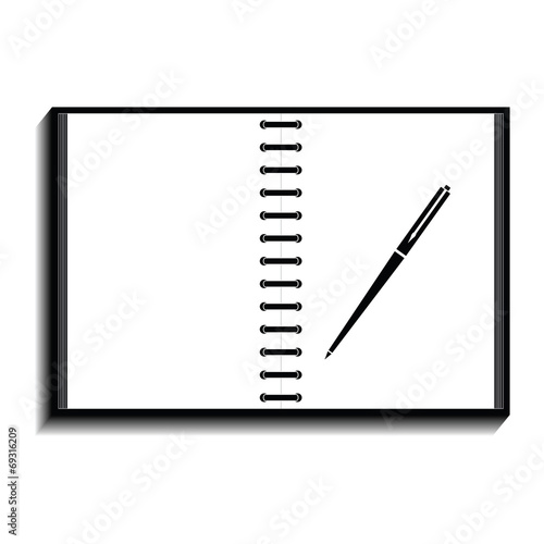 Icon notebook and pen on white background