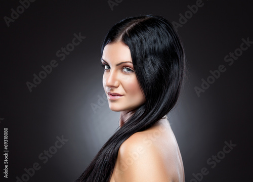 Young beauty with long dark hair
