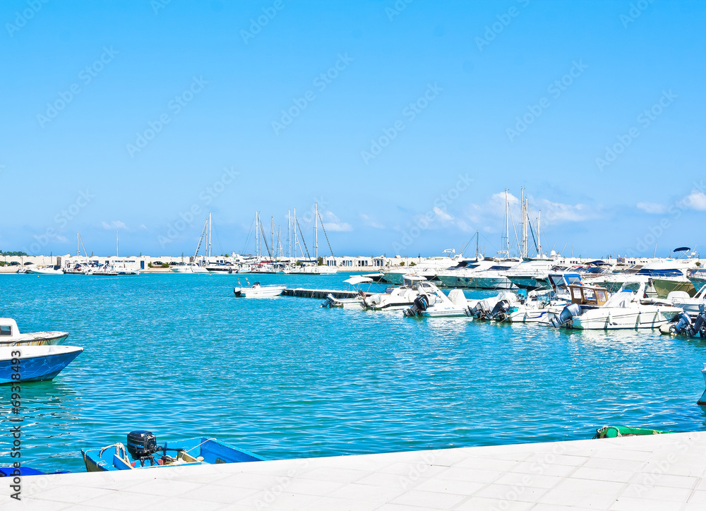 sea port with boats in the sunny day