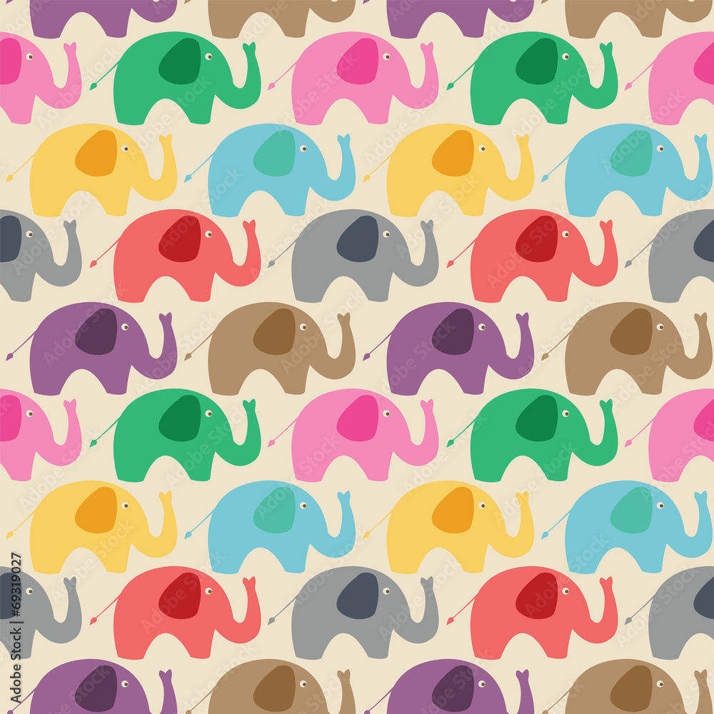 Naklejka premium Seamless retro elephant