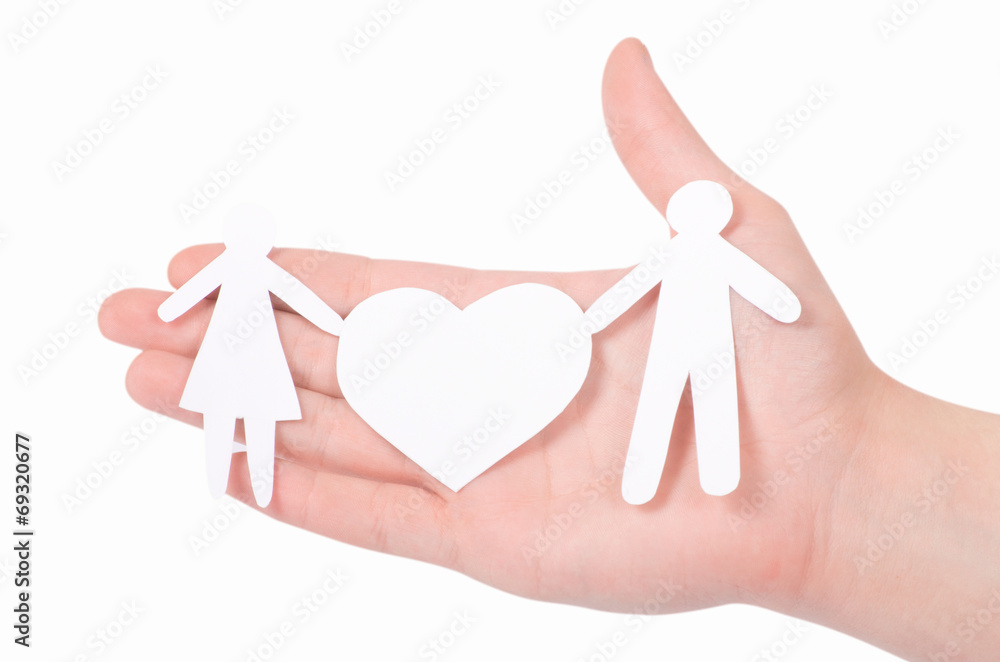 paper family in hands isolated on white paper family in hands isolated on white