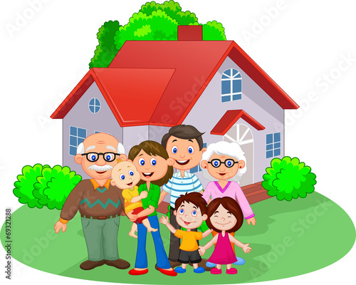 Happy cartoon family