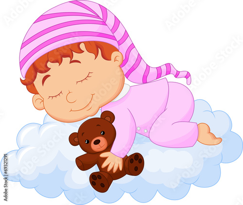 Baby sleeping on the cloud
