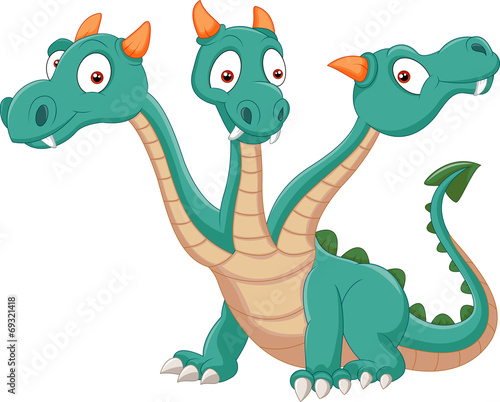 Cute three headed dragon